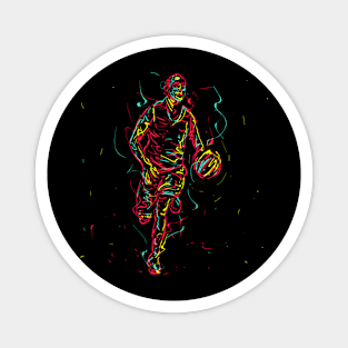 basketball player dibbling ball abstract Magnet